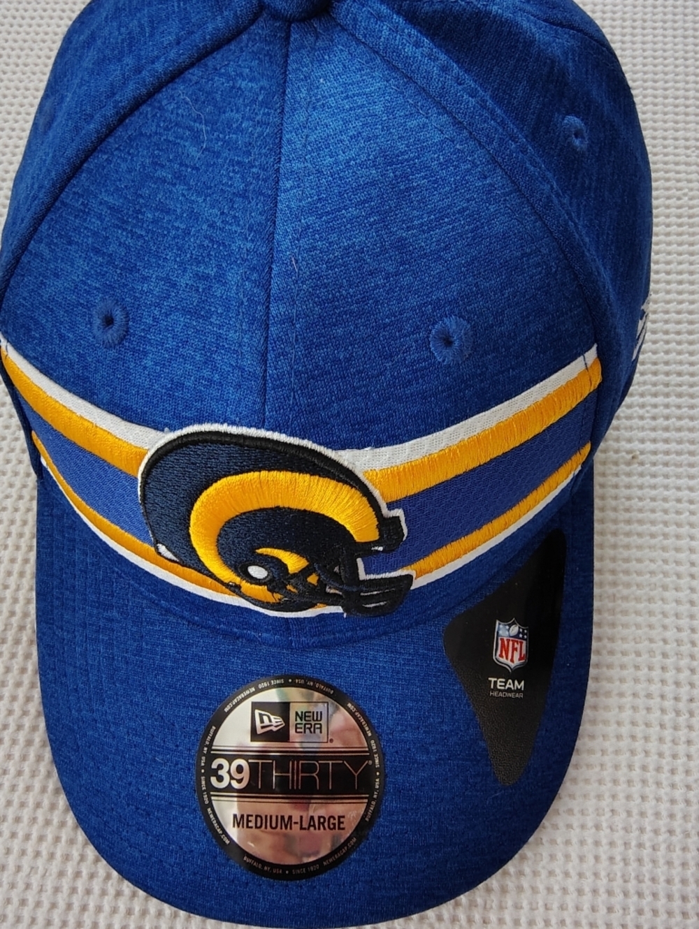 New Era Los Angeles Rams Royal Blue and Gold 39THIRTY Stretch Fit Hat